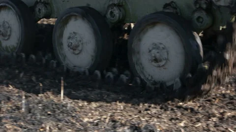 Tank rides on the field of battle. Stock Footage 63087762