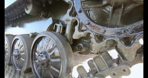 Tank of the Second World War. Track armor close-up Stock Footage 303164536