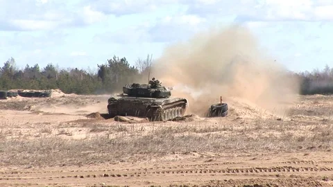 Tank shoots Stock Footage 107298956
