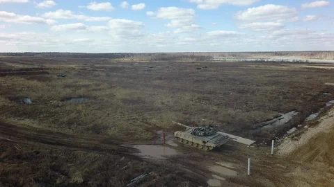 A tank shoots at a shooting range Video stock 115085008