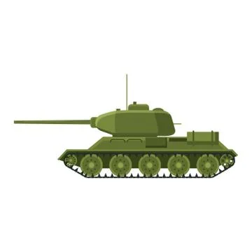 Tank Soviet World War 2 T34 medium tank. Military army machine war, weapon Stock Illustration