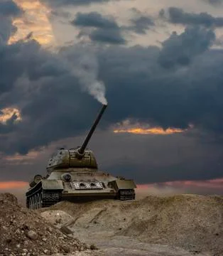 A tank in the sunset Stock Photos