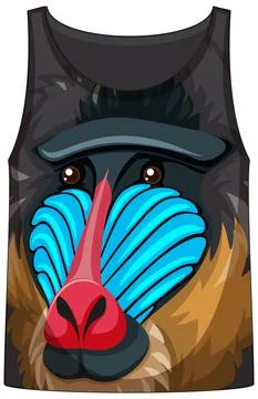 Tank top with face of mandrill monkey pattern Stock Illustration