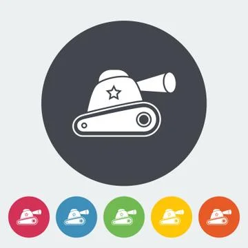 Tank toy flat icon Stock Illustration