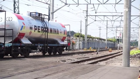 The tank train passed slowly Video stock 295858215