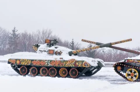 Tank Under the Snow 写真素材