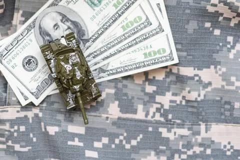 The tank on the us dollars. Stock Photos