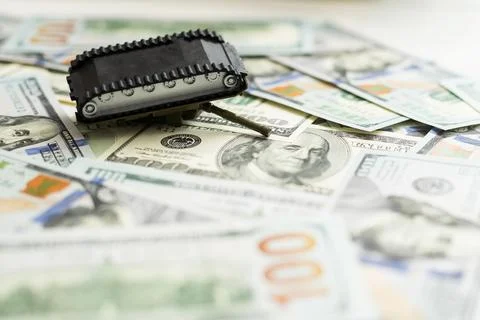 The tank on the us dollars. Stock Photos