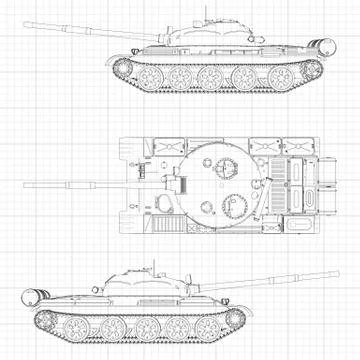 Tank vector illustration EPS 10. Military machine in the contour lines on g.. Illustrazione stock