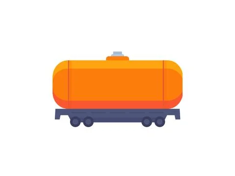 Tank wagon icon on white, train tanker flat vector Illustrazione stock