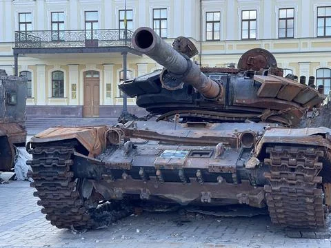 Tank in the war in Ukraine Stock Photos