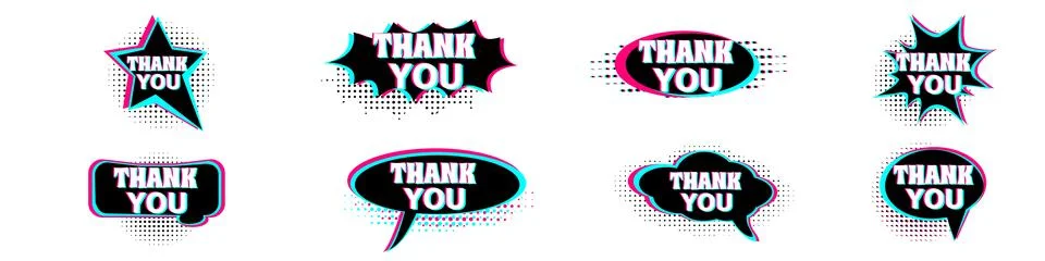 Tank you. Set of comic bubbles. Vector illustration. Vintage design. 스톡 일러스트