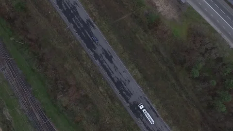 Tanker and crossover almost collided on the expensive  View from above Stock Footage 71185837