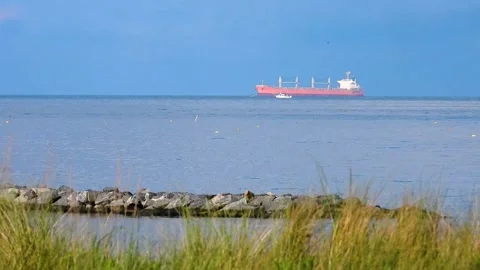 Tanker on the bay Stock Footage 135990111