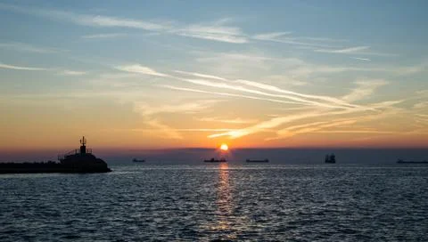 Tanker in the bay of trieste Stock Photos