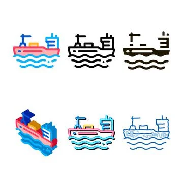 Tanker at clean sea icon vector outline Illustrazione stock