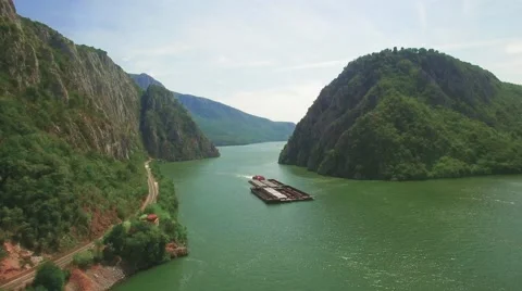 Tanker in Danube canyon Stock Footage 59570135