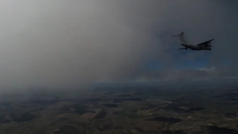 Tanker Il-78 is floating in the clouds Stock Footage 85851824