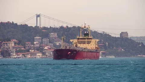 Tanker in Istanbul's Bosphorus Stock Footage 77232846