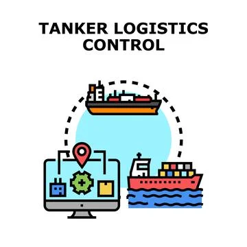 Tanker logistics control global shipping management system Stock Illustration