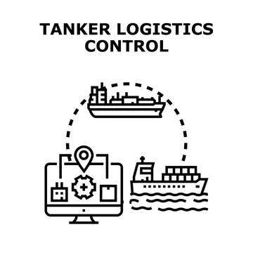 Tanker logistics control global shipping management system Stock Illustration