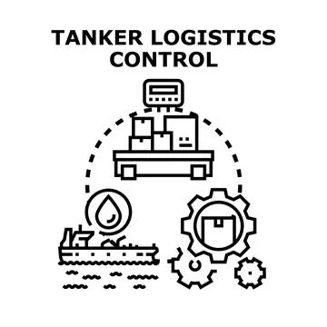 Tanker logistics control managing global supply chain Stock Illustration