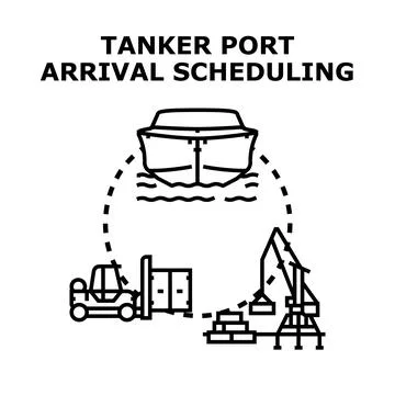 Tanker port arrival scheduling concept for maritime logistics Stock Illustration