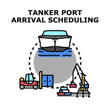 Tanker port arrival scheduling concept for maritime logistics Stock Illustration