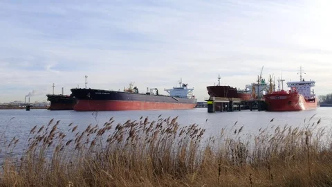 Tanker in port. Stock Footage 71683579