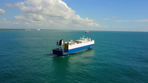 Tanker Ship Anchored Stock-Footage 79684379
