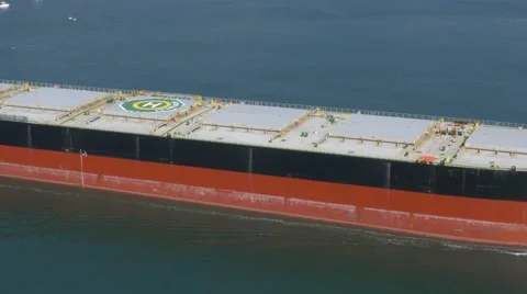 Tanker ship getting closer to the harbor, air shot (part 3) 库存影片 68360783