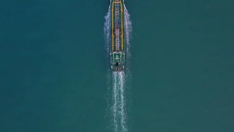 Tanker ship loading in port view from above. Stock Footage 104667768