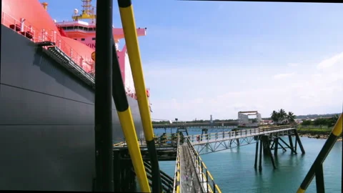 Tanker Ship Loading Process by Worker, LPG LNG Plantation in 6 Cinematic Angle Stock Footage 152079145
