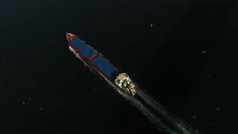 Tanker ship, , top down drone footage, Istanbul, Turkey Stock Footage 235796361