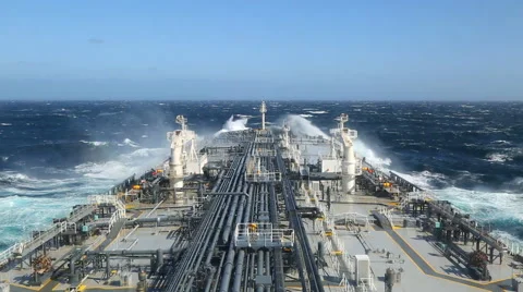 Tanker steaming through stormy ocean Stock Footage 63327162