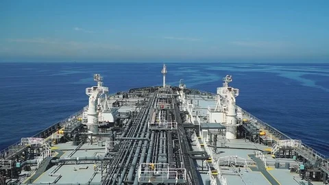 Tanker vessel is moving through calm sea. Stock Footage 77364399