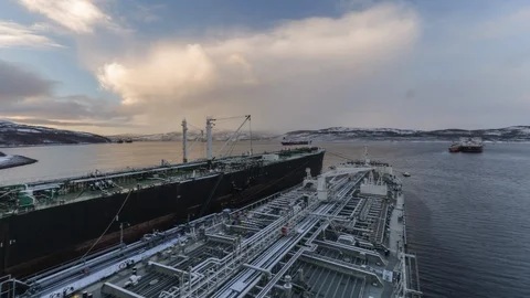 Tankers, waves and clouds Stock Footage 104378061