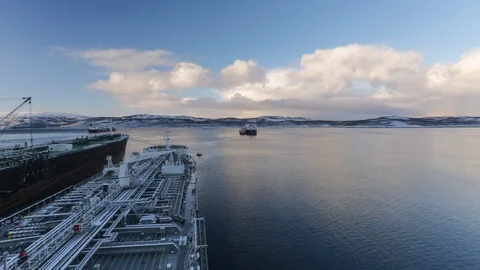 Tankers, waves and clouds Stock Footage 107561059
