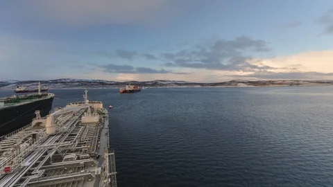 Tankers, waves and clouds Stock Footage 107561203
