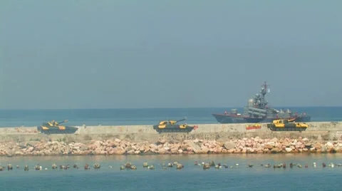 Tanks and warship Stock Footage 8520967