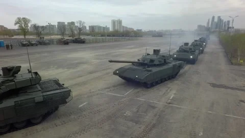Tanks driving in a line Stock-Footage 204834355