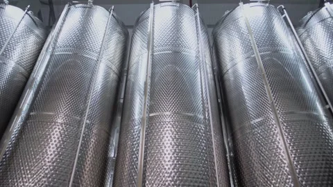 Tanks for egalization, post-press sedimentation, assemblage of wines Stock-Footage 270057904