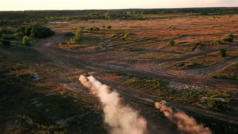 Tanks on the field Stock Footage 99203392