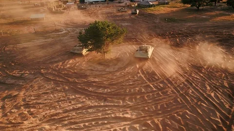 Tanks on the field Video stock 99205674