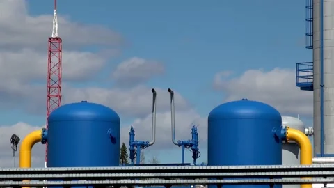 Tanks at Gas processing facility. Stock Footage 194386443