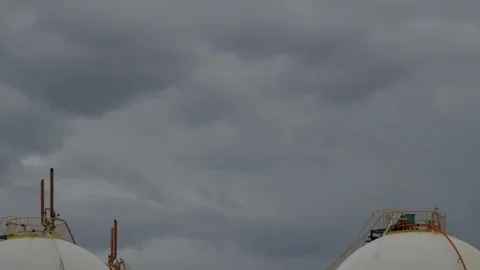 Tanks in a petroleum refinery, gas processing industry  Stock Footage 310340289