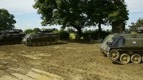 Tanks resting in a field Stock Footage 37568533