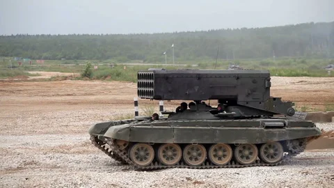 Tanks on the road Stock Footage 90858384