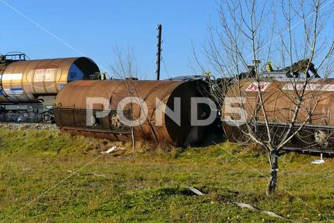 Tanks that Slipped Off the Rails Stock Photos