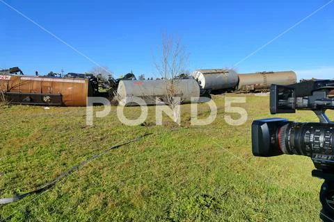 Tanks that Slipped Off the Rails Stock Photos